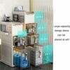 2/3/4-Tiers Floor Standing Cabinet Unit Bathroom Storage, Side Freestanding Rolling Unit with Clear Drawers, Narrow Bathroom Storage Cabinet for