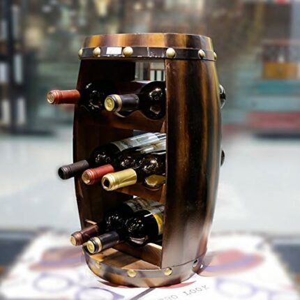 PIBM Stylish Simplicity Solid Wood Open Barrel Wine Rack Decoration 8 Bottles of Creative Vertical Wine Cabinet Beautiful and Elegant