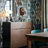 Ikea KLACKENÄS sideboard, 120x97 cm, black/oak veneer brown stained