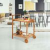 MIAOHY 2-Tier Rolling Kitchen Trolley Cart Dining Serving Cart Outdoor W/Wheels With Solid Wood Countertop And Spice Rack