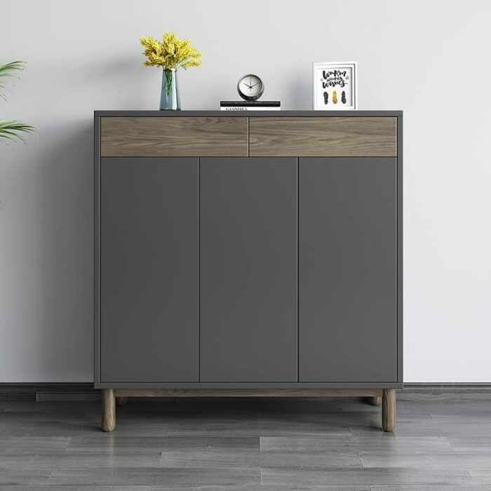 EYHLKM Nordic Wooden Simple Shoe Cabinets Thin Design Entrance Vertical Wooden Shoe Home Furniture