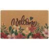 Carvapet Artificial Coir Doormat with Non-Slip Backing for Indoor and Outdoor 17 x 30 inch Front Door Welcome Mat Floral Doormat, Lavender