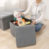 Venga amigos Folding Ottoman Storage Box,Linen Fabric Footstool with Lids,Cube Small Seat Ideal for Toy Box,Bed End,Shoe Bench,Hallway,Seating 30