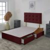 Plush Divan Bed Base With Deluxe Cube Headboard | Storage Drawers Available (Green Plush, 4.0FT Small Double - 4 Drawers)