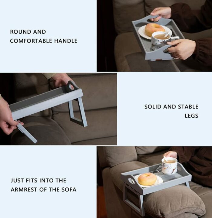 Small Wooden Sofa Arm Tray Foldable Arms, Living Room Furniture, Sofa Tray for Coffee/Snacks/Remote holder, Sofa Drinks Tray, Wooden Sofa Couch A