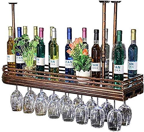 MiroDo Ceiling Wine Racks Hanging Wine Glass Rack Red Wine Cup Holder Goblet Rack Bottle Rack Glass Rack Stemware Racks Vintage Style Decoration