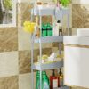 LEHOM 5.1" Slim Storage Cart - 4 Tiers Bathroom Organizer Mobile Shelving Unit Storage Rolling Utility Cart Slide Out Organizer for Kitchen Bathr