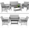 WODMB 4pcs Garden Furniture Outdoor Garden Lounge Set with Cushions Glass Table Garden Patio Rattan Sofa Set (Color : A, Size : One size)