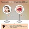 Rechargeable Lighted Makeup Mirror with 3 Color Lights, 8 Inch Lighted Mirror with 1x/10x Magnification Double Sided Lighted Vanity Mirror, Touch