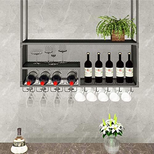 OUSIKA Wine Racks,Bar Ceiling Hanging Shelves Bottle Holder Glass Shelf Wine Decor Wine Glass Rack Industrial Retro Decor Wall Mounted Wine Glass