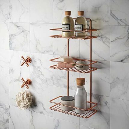 Metaltex Reflex Copper-Wall Shelf, 3 Floors, 53 x 26 x 13 cm, Metallic Grey