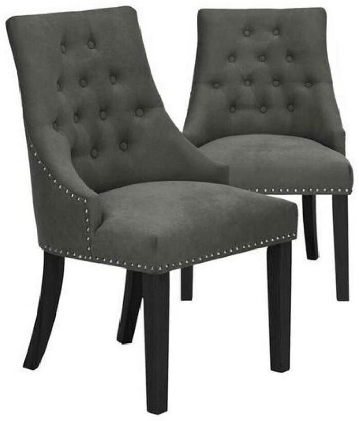 Warwick Pair of Fabric Dining Chairs - Charcoal/Black