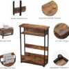 Vintage Narrow Side Table with Storage Shelf, 3 Tier Slim End Table Modern Sofa Table for Narrow and Small Spaces, 24.6 Inch Height Bedside Table