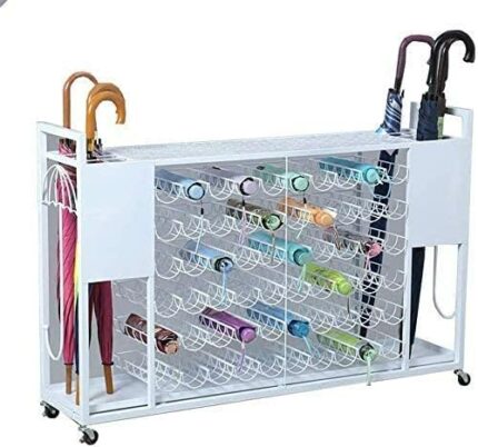 HIGOH Umbrella Stands, Drain Tray Iron Umbrella Stand Hotel Bank Lobby Umbrella Stand Storage Rack with Universal Wheel School Company Landing Um