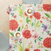 Cream Red Flowers Blooming PVC Table Cloth Wipe Clean Tablecloth Rectangular 200x140 cm 78x55in - 6 Seats Waterproof Oilcloth Tablecloth Beige Ta