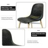 Achiemart Dining Chairs Set of 4 Wooden Legs, Colorful Contemporary Lounge Dining Home Office Plastic Seat Armless Chairs, Max Weight up to 150kg