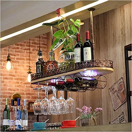 Stylish Simplicity Down Wine Rack, Metal Iron Wine Rack, Vintage Wine Rack, Goblet Rack Home, Restaurant Kitchen Bar Decoration Floating Wine Rac