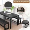 Recaceik 4, Modern Wood Bench Chairs, 43.3'' Dining Room Table Set with 2 Benches & Metal Frame for Kitchen, Small Space, MDF Board + Metal, Blac