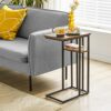 IBUYKE C Shaped End Table, Side Table for Sofa and Bed, Beside Desk for Living Room, Rustic Brown TMJ406H