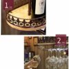 SUCHETA Hanging Wine Rack with Glass Holder and Shelf, Wine Holder Ceiling Hanging Mounted Solid Wood Wine Rack Wine Glass Metal Hanging Rack and