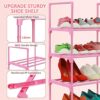 5-Tier Kids Shoe Rack 10 Pair,LNYZQUS Pink Small Shoe Organizer Shoe Shelf,Toddler Shoe Stand for Narrow Space, Cute Shoe Rack Floor for Women &