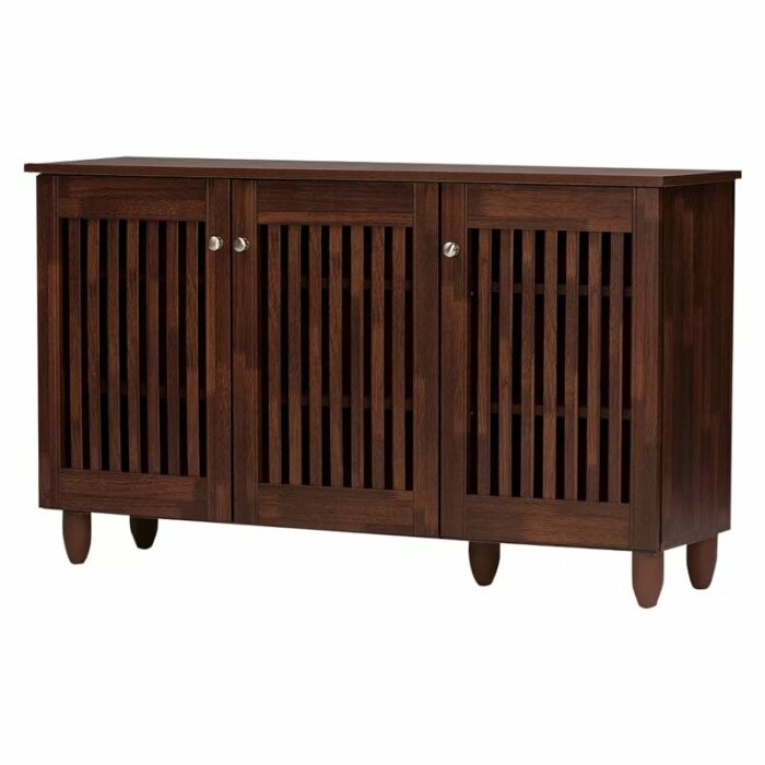 ZCMEB Home Hallway 3-Door Wooden Entryway Shoes Storage Wide Cabinet Shoes Rack Shoe Storage