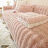 Hufu Rabbit Plush Sofa Cover, Soft Warm Sofa Slipcover For Corner L Shape 1 2 3 Seater, Non-Slip Velvet Sofa Cushion Covers, Thick Furniture Prot