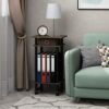 Furinno Turn-N-Tube Tall End Table, Side Table with Bin, Columbia Walnut/Black/Dark Brown