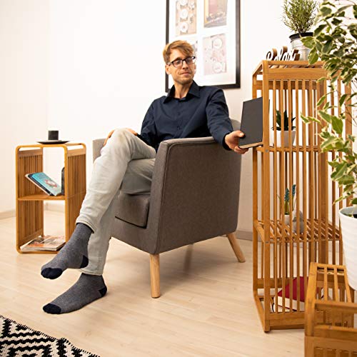 Relaxdays Bamboo Shelf, Rounded Slim Bathroom Rack with Tiers, Square, Natural, HWD: 33x33x33 cm