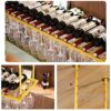 Gold Ceiling Wine Rack With Goblet Glass Rack, Home Wine Rack, Floating Wine Rack Organizer For Bar, Kitchen, Dining Room, Height Adjustable (Siz