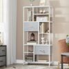 YITAHOME Bookcase, 7 Tier Bookshelf with drawers Floor Standing Book Shelf Industrial Shelving Unit Storage Rack with Steel Frame for Living Room