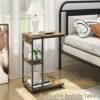 rattantree C Shaped Side Table,End Table with Wheels for Sofa and Bed,C Bedside Table with Storage,for Small Space, Living Room, Bedroom