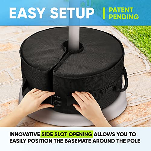 Rhino Round Parasol Base Weight with Side Slot Opening, 45.7cm ~ Fits Any Offset, Cantilever & Any Outdoor Patio Umbrella Stand ~ Easy Set up (Bl
