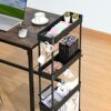 KINGRACK Slim Storage Trolley, Narrow Rolling Cart 4 Tier on Wheels, 13cm Wide Slide out Rolling Utility Cart with Hooks for Kitchen or Living Ro
