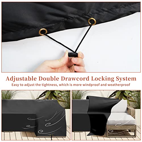 RICHIE V-Shape Garden Furniture Covers Waterproof, L Shape Garden Sofa Covers Windproof, Anti-UV, 420D Heavy Duty Oxford Fabric Outdoor Patio Rat
