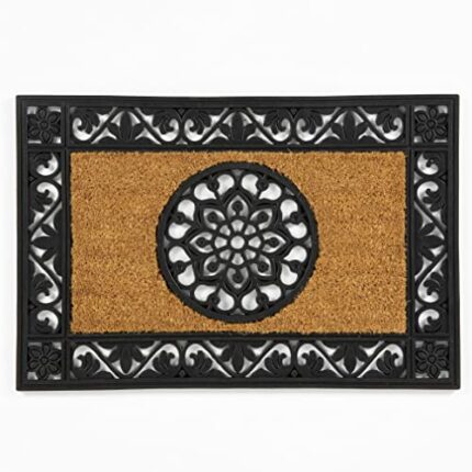 PRIDE OF PLACE Outdoor Rubber Door Mat with Coir Inset | Heavy Duty Coir and Rubber Outdoor Entrance Mats | Coir Door Mat for Outdoor Use (Non-Sl