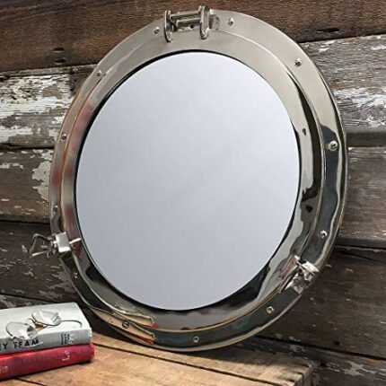 Nagina International Aluminum Porthole Mirror - 17inch W/Chrome Finish - Nautical Ship Décor