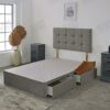 Plush Divan Bed Base With Deluxe Cube Headboard | Storage Drawers Available (Green Plush, 4.0FT Small Double - 4 Drawers)