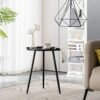 APICIZON Black Side Table Metal, Small Round Coffee Table for Living room/Bedroom/Bathroom/Balcony, Tray BedSide Table End Table, 41 x 41 x 49 cm