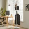 Aibiju Standing Coat Rack White Coat Stand with 8 Hooks and 3 Height Options, Wood Kids Coat Tree with Sturdy Round Base, Small Hall Tree White Y