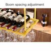 SUCHETA Wine Rack Hanging Wine Glass Holder 2 Layers Of Racks Adjustable Metal Ceiling Bottle Holder Simple Ceiling Decoration Shelf For Bars, Fa