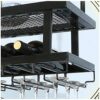 SUCHETA Hanging Wine Rack with Glass Holder and Shelf, Wine Racks, Hanging Wine Racks, Wine Glass Racks, Upside Down Home Bar, Wine Glass Racks,