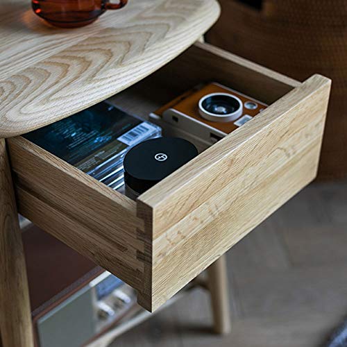LUKEO Fashion Nightstands White Oak Bedside Table Northern European Solid Wood Small Sized Cabinet Minimalist