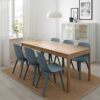 Ikea ODGER/EKEDALEN table and 4 chairs, 120/180 cm, oak/blue