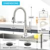 CREA Kitchen Tap with Pull Out Spray, Kitchen Mixer Tap with 3 Function, 360° Swivel Mixer Tap for Kitchen Sink, Single Handle Kitchen Sink Mixer