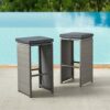 Asti All-Weather Wicker Set of Six 30" H Pub Stools with Cushions