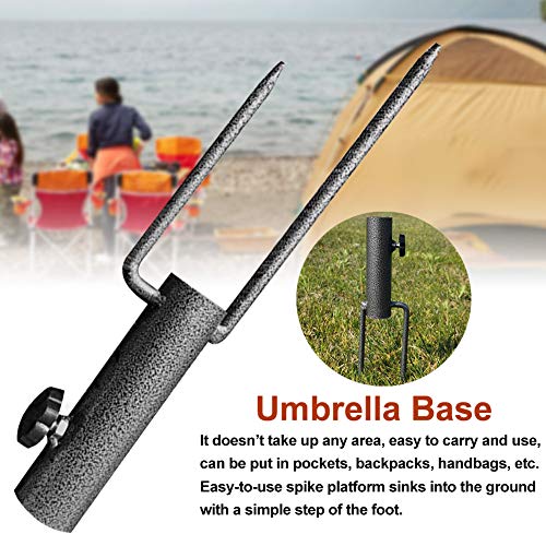 Happymore Umbrella Ground Spike Parasol Stand Holder, Metal Outdoor Stand Beach Insert Plug, Umbrella Base for Park Patio Garden