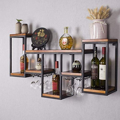 EYLINK Wine Racks,Modern Wall-Mounted Metal Household Modern Wall-Mounted Wine Bottle Hanging Goblet Rack Storage Rack Home Kitchen