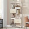 YITAHOME Bookcase, 7 Tier Bookshelf with drawers Floor Standing Book Shelf Industrial Shelving Unit Storage Rack with Steel Frame for Living Room