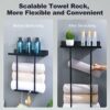 Niubuyei Towel Rack for Bathroom, Towel Holder Wall Mounted Bath Towel Storage with Metal Hand Towels Shelf and 3 Hooks for Bathroom/Bedroom/Livi